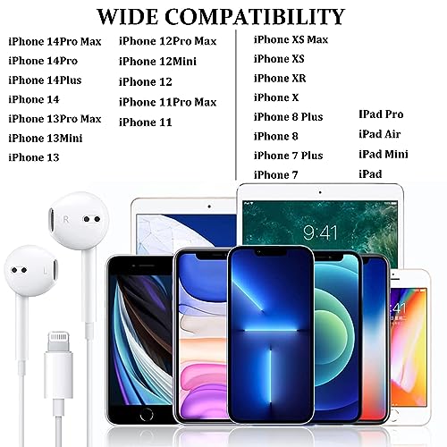 2 Pack iPhone Headphones Wired [Apple MFi Certified] Apple Earbuds for iPhone (Built-in Microphone & Volume Control) Noise Isolating Headphones for iPhone 13/12/11/XR/XS/X/8/Support All iOS System