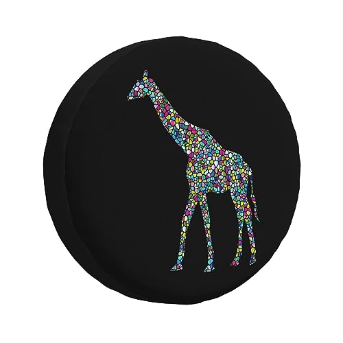 Colorful Landscape Giraffe Funny Tire Cover Universal Fit Spare Tire Protector for Truck, SUV, Trailer, Camper, Rv