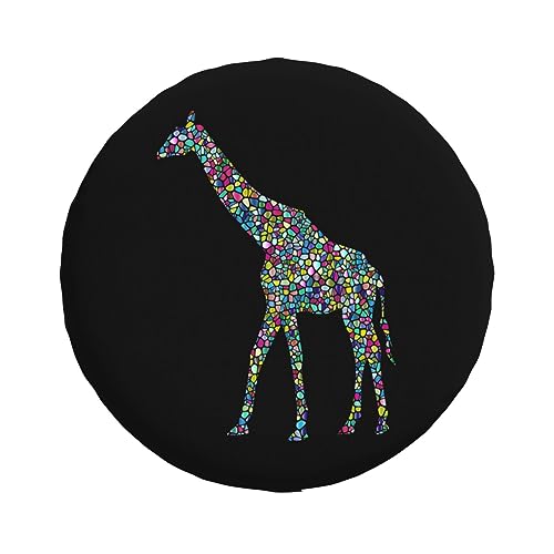 Colorful Landscape Giraffe Funny Tire Cover Universal Fit Spare Tire Protector for Truck, SUV, Trailer, Camper, Rv