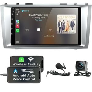 android 12 car radio for camry 2006-2011, 9 inch head unit car stereo with ips hd touch screen, wireless carplay, android auto, gps, wifi, backup camera, swc, bluetooth 5.2, 2+32gb toyota camry radio