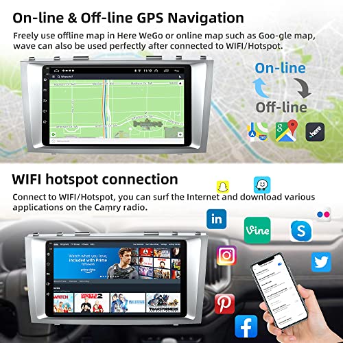 Android 12 Car Radio for Camry 2006-2011, 9 Inch Head Unit Car Stereo with IPS HD Touch Screen, Wireless CarPlay, Android Auto, GPS, WiFi, Backup Camera, SWC, Bluetooth 5.2, 2+32GB Toyota Camry Radio