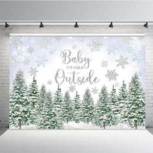 mehofond 7x5ft winter baby shower backdrop baby it's cold outside snowflake forest pine tree green photography background baby shower for boys party banner decorations photo booth props