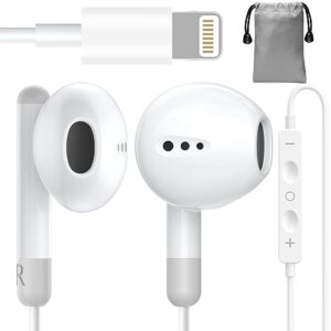 earbuds wired for iphone lightning earphones apple headphones [apple mfi certified]built-in mic & volume control, no bluetooth required compatible with iphone 14/13/12/11/xs/x/8 support all ios system