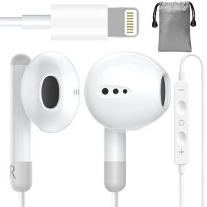 Earbuds Wired for iPhone Lightning Earphones Apple headphones [Apple MFi Certified]Built-in Mic & Volume Control, No Bluetooth Required Compatible with iPhone 14/13/12/11/XS/X/8 Support All iOS System