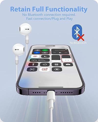 Earbuds Wired for iPhone Lightning Earphones Apple headphones [Apple MFi Certified]Built-in Mic & Volume Control, No Bluetooth Required Compatible with iPhone 14/13/12/11/XS/X/8 Support All iOS System