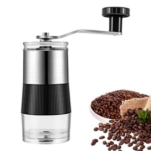 coffee bean grinder, manual coffee fine grinder burr, burr coffee grinder, hand crank adjustable mini coffee bean mill with stainless steel handle, portable coffee grinder for espresso and pour over