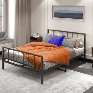 anwick queen size platform bed frame with headboard and footboard, modern simple queen bed frame with underneath storage,heavy duty steel slat support,no box spring needed,easy assemble