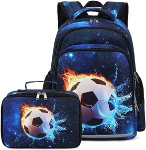 camtop soccer backpack for kids boys girls preschool backpacks with lunch box toddle kindergarten football bookbag set
