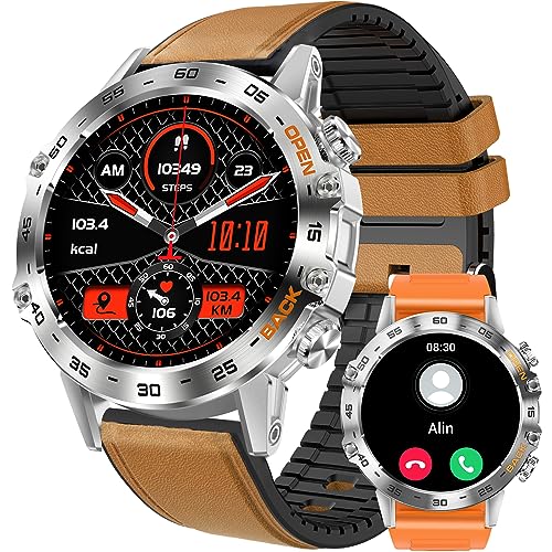 Military Smart Watch for Men Make/Answer Calls Rugged Tactical Smartwatch Compatible with Android iPhone Samsung 1.39" HD Screen Heart Rate Sleep Monitor Watch 108 Sports Modes Fitness Tracker