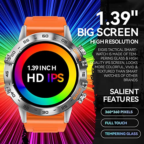 Military Smart Watch for Men Make/Answer Calls Rugged Tactical Smartwatch Compatible with Android iPhone Samsung 1.39" HD Screen Heart Rate Sleep Monitor Watch 108 Sports Modes Fitness Tracker