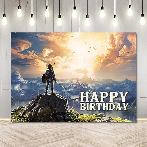 Video Game Happy Birthday Backdrop Action Adventure Games Theme Birthday Party Supplies for Birthday Decoration Bedroom Living Room Wall for Kids Adults Celebration 5 x 3 FT