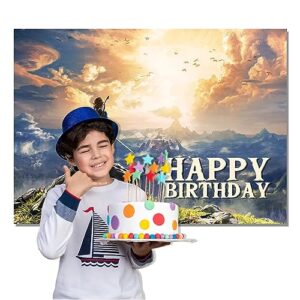 Video Game Happy Birthday Backdrop Action Adventure Games Theme Birthday Party Supplies for Birthday Decoration Bedroom Living Room Wall for Kids Adults Celebration 5 x 3 FT