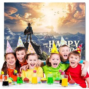 Video Game Happy Birthday Backdrop Action Adventure Games Theme Birthday Party Supplies for Birthday Decoration Bedroom Living Room Wall for Kids Adults Celebration 5 x 3 FT