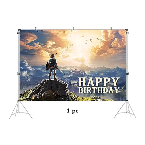 Video Game Happy Birthday Backdrop Action Adventure Games Theme Birthday Party Supplies for Birthday Decoration Bedroom Living Room Wall for Kids Adults Celebration 5 x 3 FT