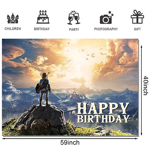 Video Game Happy Birthday Backdrop Action Adventure Games Theme Birthday Party Supplies for Birthday Decoration Bedroom Living Room Wall for Kids Adults Celebration 5 x 3 FT