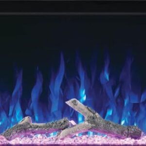 Napoleon Trivista Primis 60 3-Sided Electric Linear Fireplace - Built-in Design - Multi-Color Flames with Large Crystal Cubes and Natural Looking Birch Logs - NEFB60H-3SV