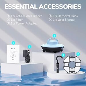 GRENNIX Robotic Pool Vacuum Cleaner - Autonomous Pool Vacuum for Above & In-Ground Pools - Strong Suction, Self-Docking Underwater Skimmer with Top Handle in Arctic Blue