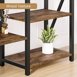 GAOMONTriple Wide 5 Tier Book Shelf, Tall Bookshelf with Open Display Shelves, Industrial Large Bookshelves and Bookcases with Metal Frame for Living Room, Bedroom, Home Office-Rustic Brown