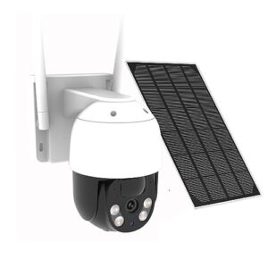 solar security camera wireless outdoor, pan tilt solar powered home security outdoor camera with 2k night vision, pir motion sensor, 2-way audio, on site siren, cloud & sd card storage