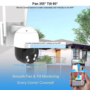 Solar Security Camera Wireless Outdoor, Pan Tilt Solar Powered Home Security Outdoor Camera with 2K Night Vision, PIR Motion Sensor, 2-Way Audio, On Site Siren, Cloud & SD Card Storage