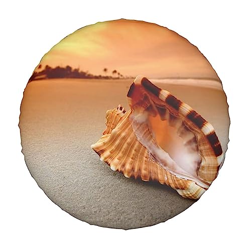 Sunset Over The Sea with The Shell Conch Spare Tire Cover,Universal Tire Covers for Trailers,RV,Truck, SUV, Camper,Waterproof Wheel Protector,14 15 16 17 Inch Wheel