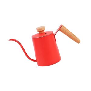 gazechimp drip coffee kettle pour over kettle 350ml anti hot wooden handle coffee tea pot gooseneck kettle for office coffee shop camping home kitchen, red