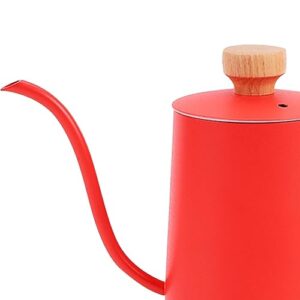 gazechimp Drip Coffee Kettle Pour over Kettle 350ml Anti Hot Wooden Handle Coffee Tea Pot Gooseneck Kettle for Office Coffee Shop Camping Home Kitchen, red