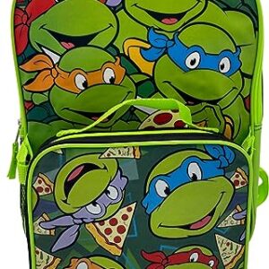 Fast Forward Kid's Licensed 15" Backpack With Lunch Box Combo Set (Ninja Turtles)