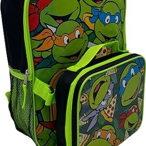 Fast Forward Kid's Licensed 15" Backpack With Lunch Box Combo Set (Ninja Turtles)