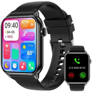 1.85" smart watch with 341ppi retina screen for men women bluetooth call, ip68 waterproof fitness tracker watch with 37 sports mode, smartwatch with heart rate/sleep monitor/steps & calories counter