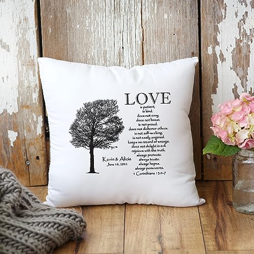 CANARY ROAD Personalized Love Corinthians Pillow | Custom Couples Pillow | Long Distance Gift | Personalized Wedding Gift | Gifts for Her | Going Away Present