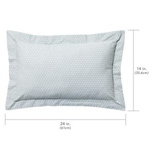 Nate Home mDesign by Nate Berkus 200TC 4-Piece Cotton Percale Sheet Set | from mDesign, Twin XL Size, 1 Flat Sheet/1 Fitted Sheet/1 Standard Pillowcase/1 Accent Pillow, (Light Blue/Cream)