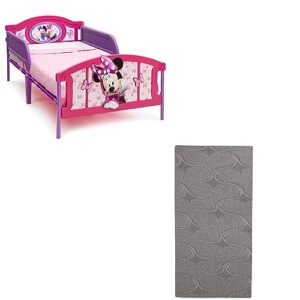 delta children plastic 3d-footboard twin bed, disney minnie mouse snooze 6 inch memory foam twin mattress (bundle)