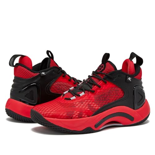 AND1 Scope Athletic Men's Basketball Shoes, Lightweight Breathable Indoor or Outdoor Basketball Sneakers for Men and Women - Red/Black, 6 Medium