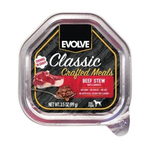 evolve classic crafted meals beef stew wet dog food | 3.5 oz - 15 pack