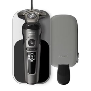 philips norelco s9000 prestige electric shaver with qi-charger, precision trimmer and premium case, sp9872/86
