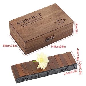 YYQTGG Letter Rubber Stamps, Wood Rubber Stamps 70 PCS with Vintage Wooden Boxe for Photo Album for Learning Alphabet