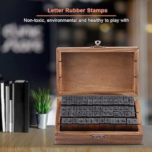 YYQTGG Letter Rubber Stamps, Wood Rubber Stamps 70 PCS with Vintage Wooden Boxe for Photo Album for Learning Alphabet