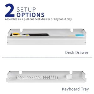 VIVO Extra Large 33 inch Under Desk Sliding Pull-out Drawer or Keyboard Tray for Office Desk, Oversized Storage for Sit Stand Workstation, Slim Organizer, White, DESK-DR33-W