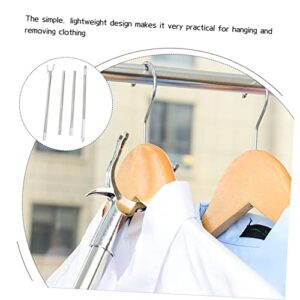 Cabilock 2pcs Balcony Metal Tool Grabber Rod Stainless Picking Pole Poles Household Outdoor Drapery High Reacher Clothing Long Reach Garment Drying Hanger Clothes Adjustable Extending