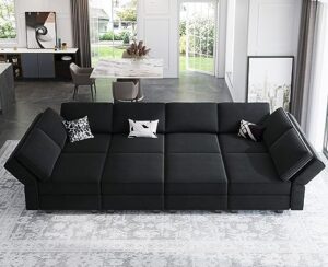 belffin modular sectional sofa with storage chaises sectional sleeper sofa couch 8 seat sectional sofa bed black