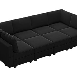Belffin Modular Sectional Sofa with Storage Chaises Sectional Sleeper Sofa Couch 8 Seat Sectional Sofa Bed Black