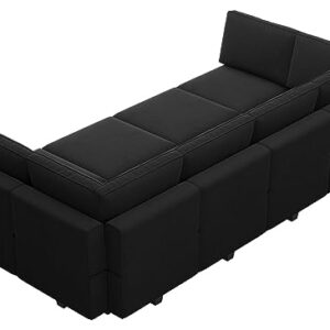 Belffin Modular Sectional Sofa with Storage Chaises Sectional Sleeper Sofa Couch 8 Seat Sectional Sofa Bed Black