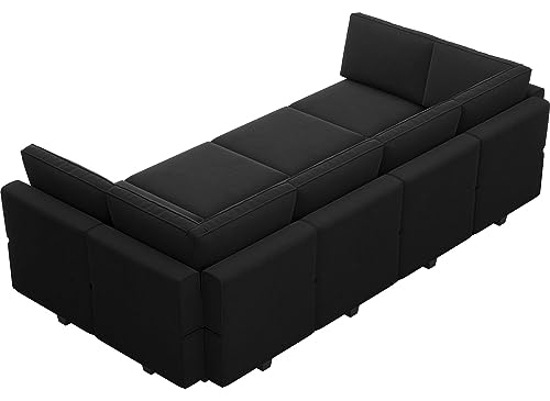 Belffin Modular Sectional Sofa with Storage Chaises Sectional Sleeper Sofa Couch 8 Seat Sectional Sofa Bed Black