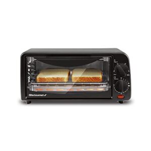 elite gourmet 2-slice toaster oven plastic,aluminum,glass black