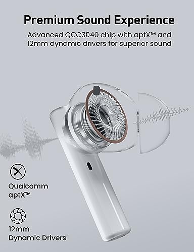 Gsoemon Active Noise Cancelling Earbuds, True Wireless Earbuds IPX5 Waterproof 36 Hours Rich Bass, aptX Superior Sound Qualcomn QCC 3040, CVC 8.0 Noise-Cancelling Mics for Calls