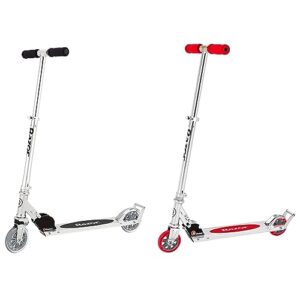 razor a3 kick scooter for kids – foldable, lightweight, large wheels, front vibration reducing system, adjustable handlebars & aw kick scooter - red - ffp