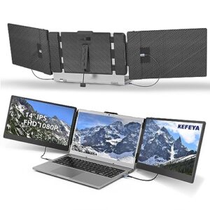 kefeya laptop screen extender,14" triple screen laptop monitor extender, 1080p fhd portable monitor for 13"-17.3" laptops, hdmi/usb-a/usb-c for macbook, windows, chrome, switch, plug and play