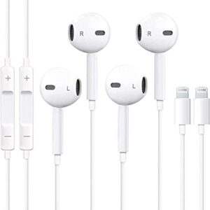 2 Pack Apple Earbuds for iPhone Headphones Wired Earphones with Lightning Connector(Built-in Microphone & Volume Control)[Apple MFi Certified] Noise Isolating for iPhone 14/13/12/11/XR/XS/X/8/7/Pro