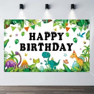 ayearparty dinosaur backdrop for boys birthday dino themed party decorations scales photography photo studio booth banner kids baby happy birthday background 71 x 43 inch